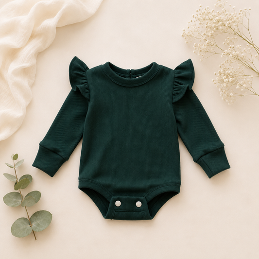 Frilly long sleeve Onesie - Teal (matching items sold separately)