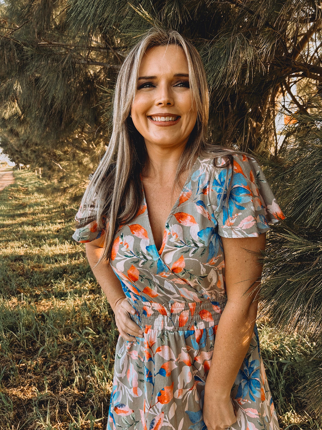 Womens Short sleeve Maxi Tier Dress - Wheat Harvest Floral (limited edition)