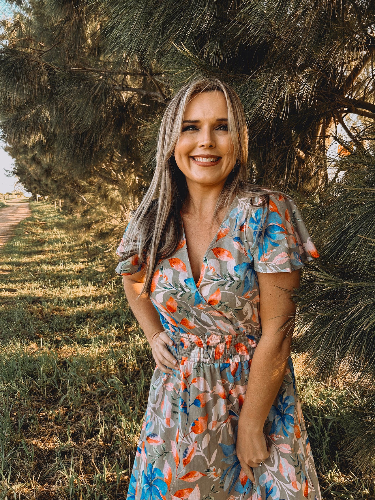 Womens Short sleeve Maxi Tier Dress - Wheat Harvest Floral (limited edition)