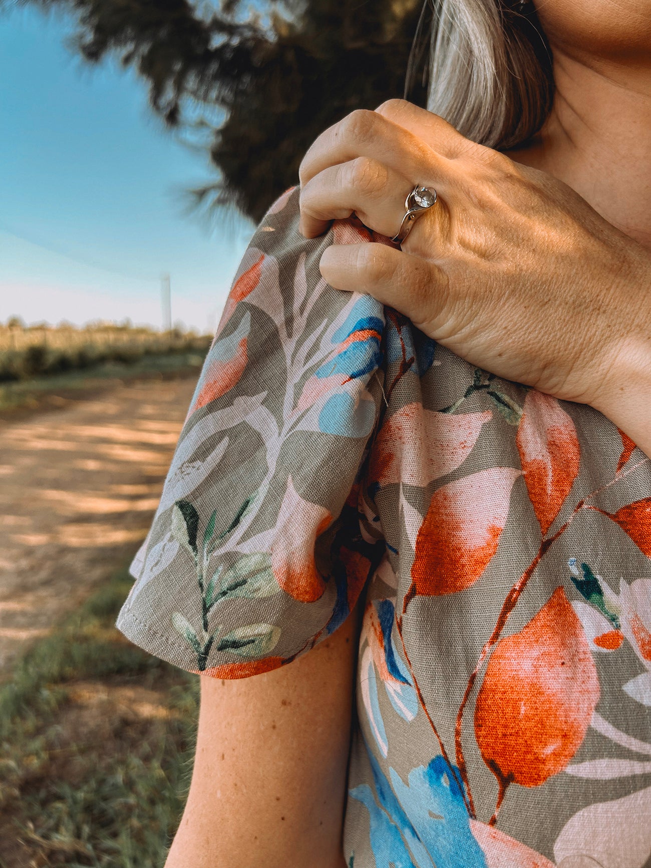 Womens Short sleeve Maxi Tier Dress - Wheat Harvest Floral (limited edition)