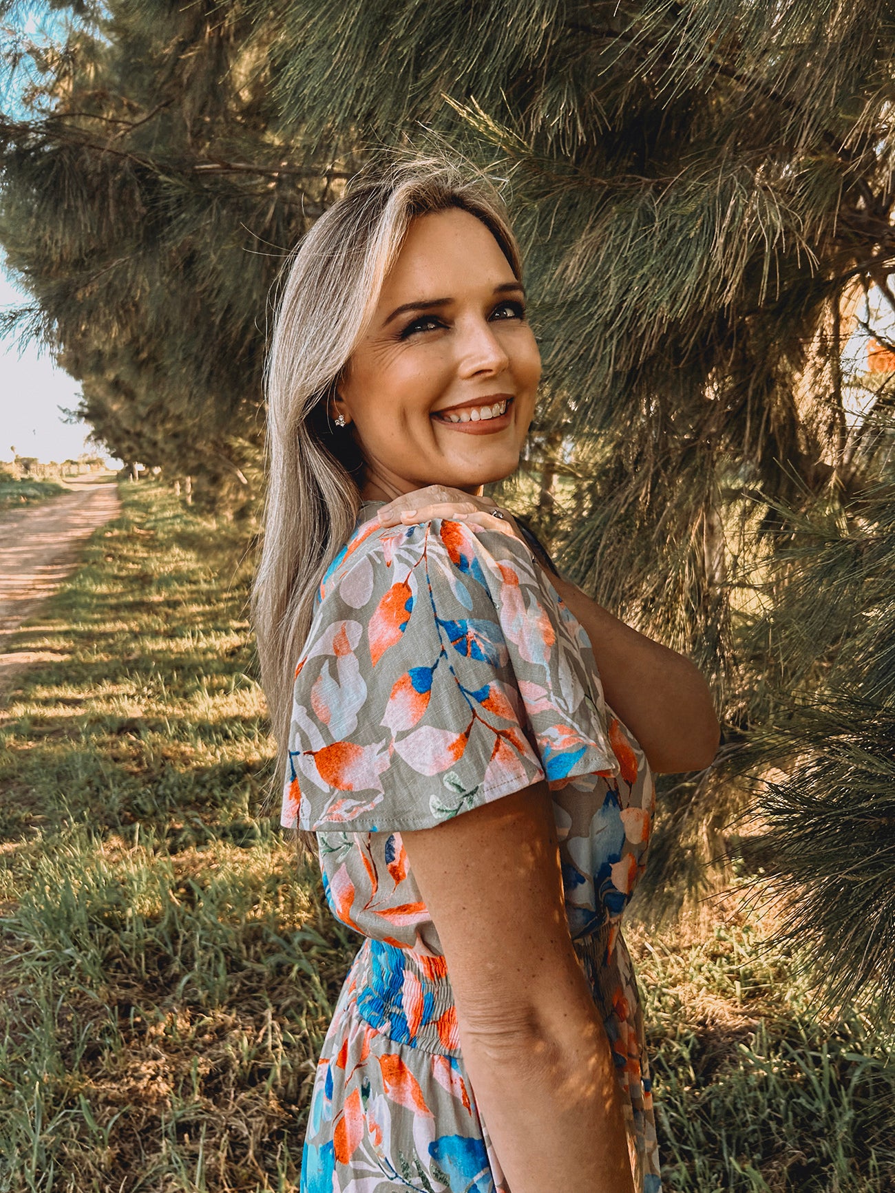 Womens Short sleeve Maxi Tier Dress - Wheat Harvest Floral (limited edition)