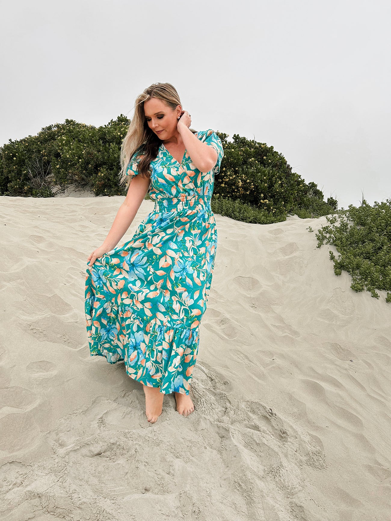 Womens Short sleeve Maxi Tier Dress - Ocean Reef (limited edition)