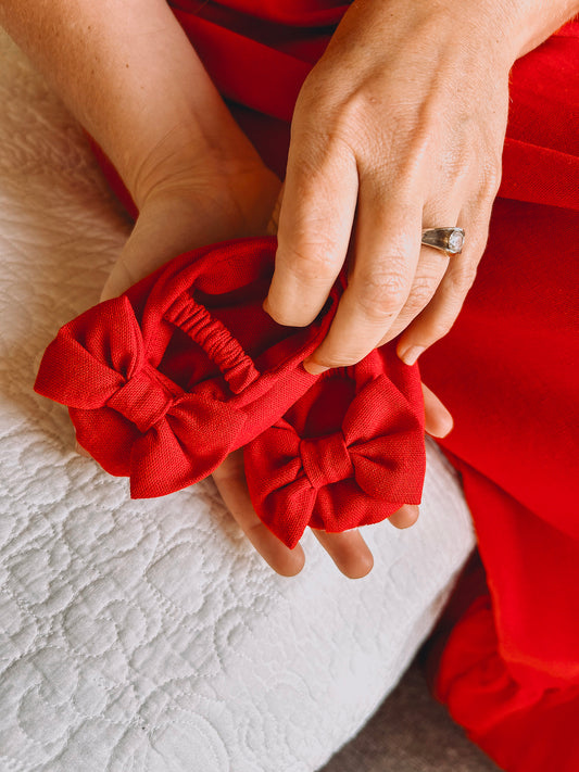 Soft Sole Shoes - Forget me not Red