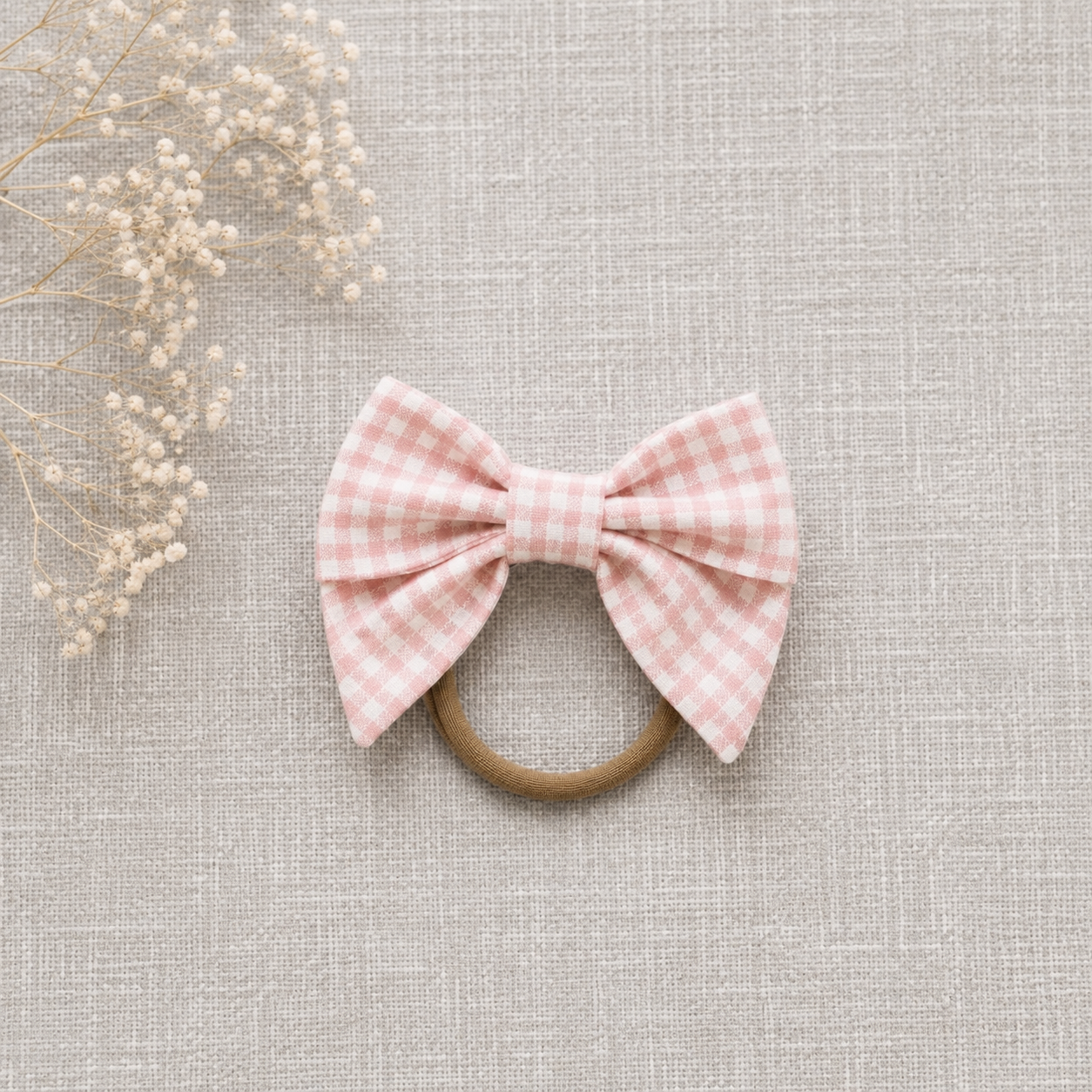 Check Pink/White Nylon Headband