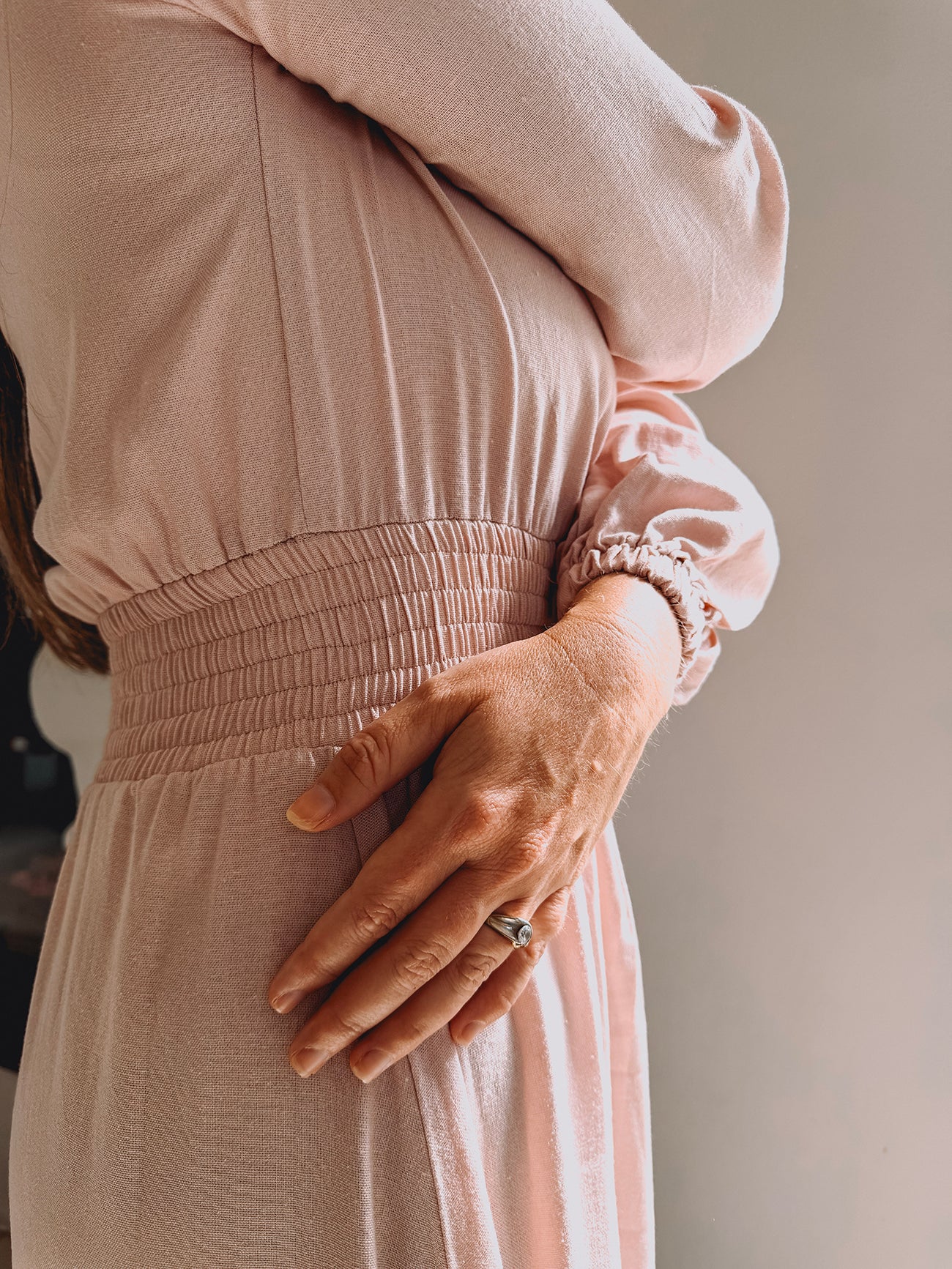 Womens Long Sleeve Maxi Tier Dress - Pink Promise