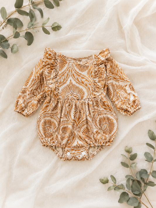 Paisley Long Sleeve Romper - Anthea Rust (accessories sold separately)