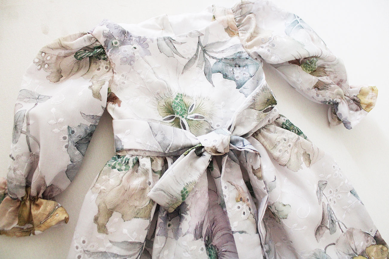 Magnolia Long Sleeve Dress - Anglaise Meadow at Dawn (headband sold separately