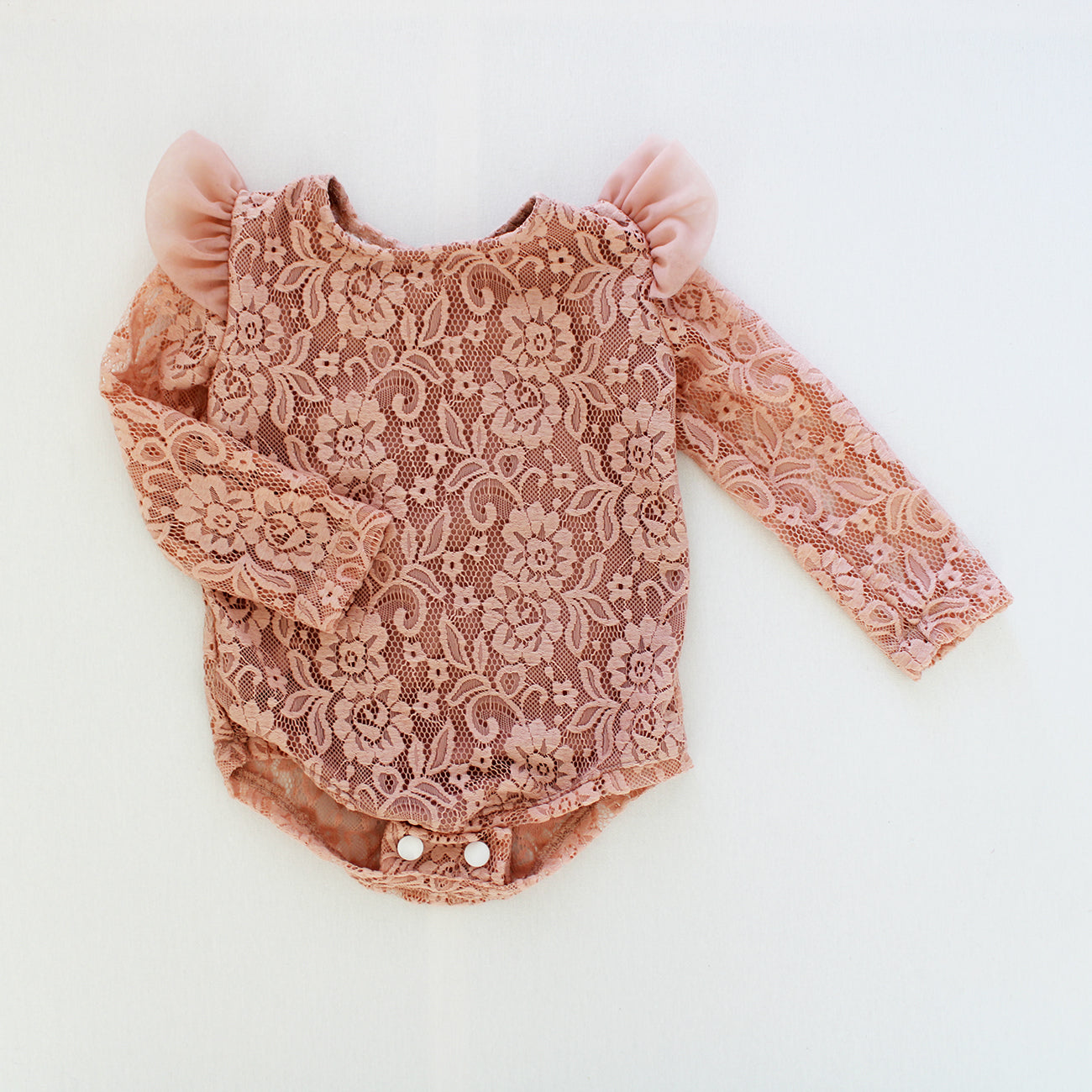 Antoinette Lace Onesie - long sleeve - Antique Rose