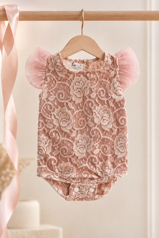Antoinette Lace Onesie - Blush Pink (Tutu bloomer + accessories sold separately)