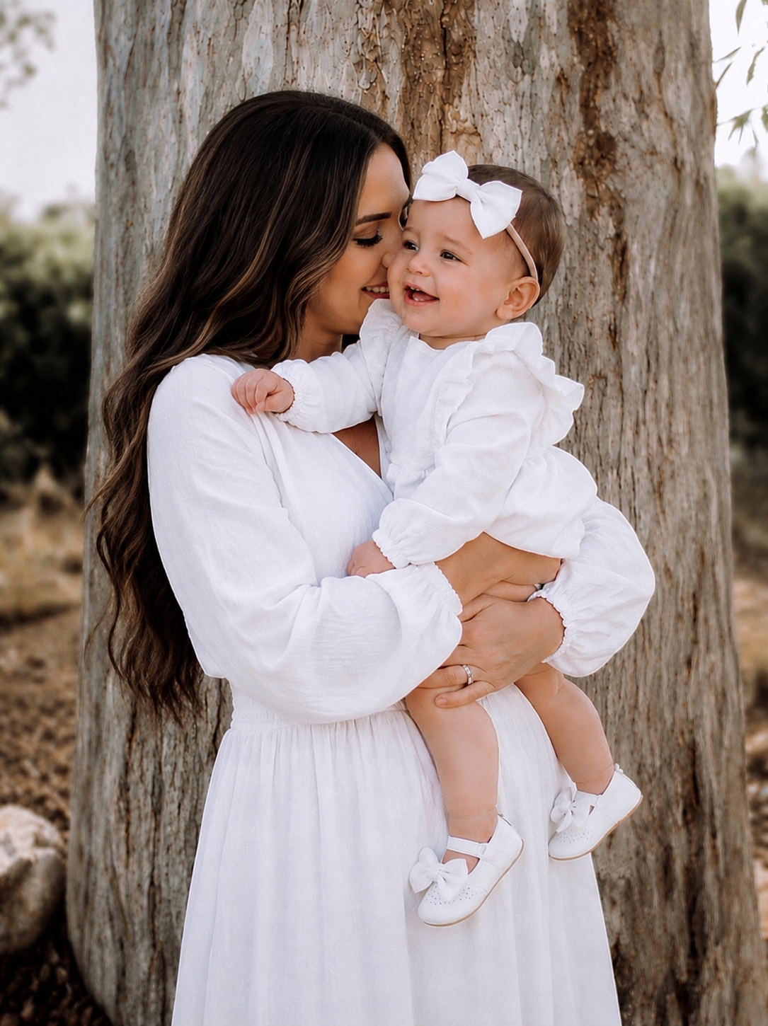Paisley Long Sleeve Romper - White Linen (accessories sold separately)