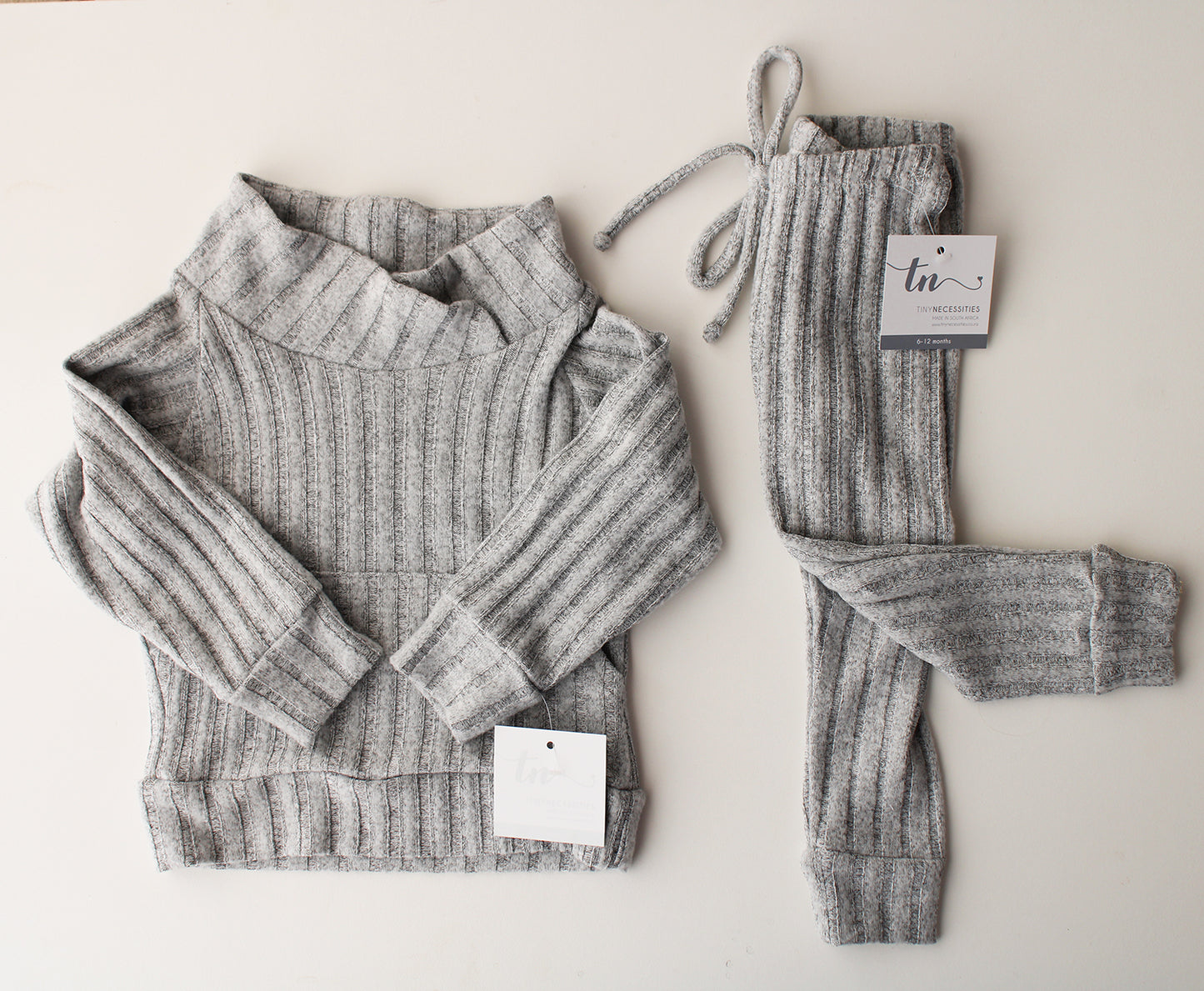 Kids Lounge Wear Leisure Rib Set - Light Grey