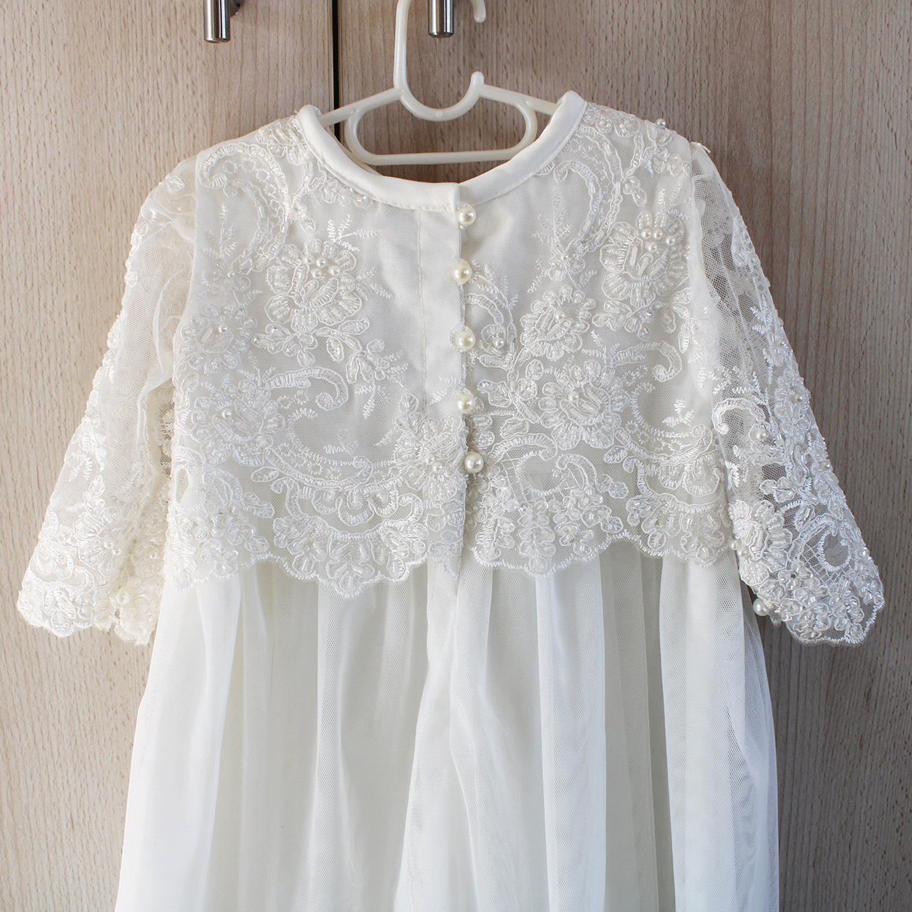 Penelope Ivory Beaded Lace Christening Dress (headband included) LEAD TIME: 7 working days