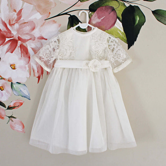 Angelique off-white Christening Dress (includes matching headband)
