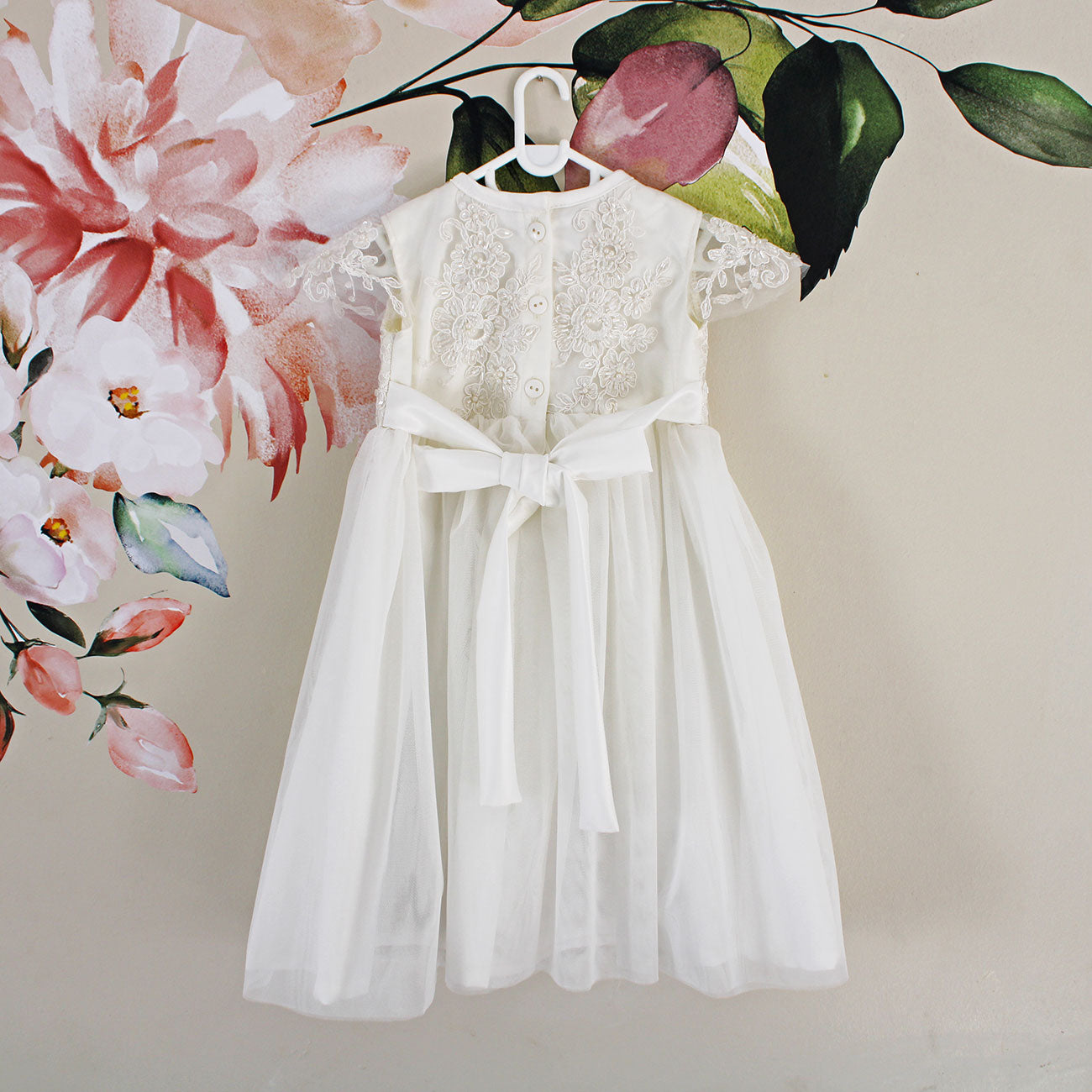 Esther off-white Christening Dress (includes matching headband)