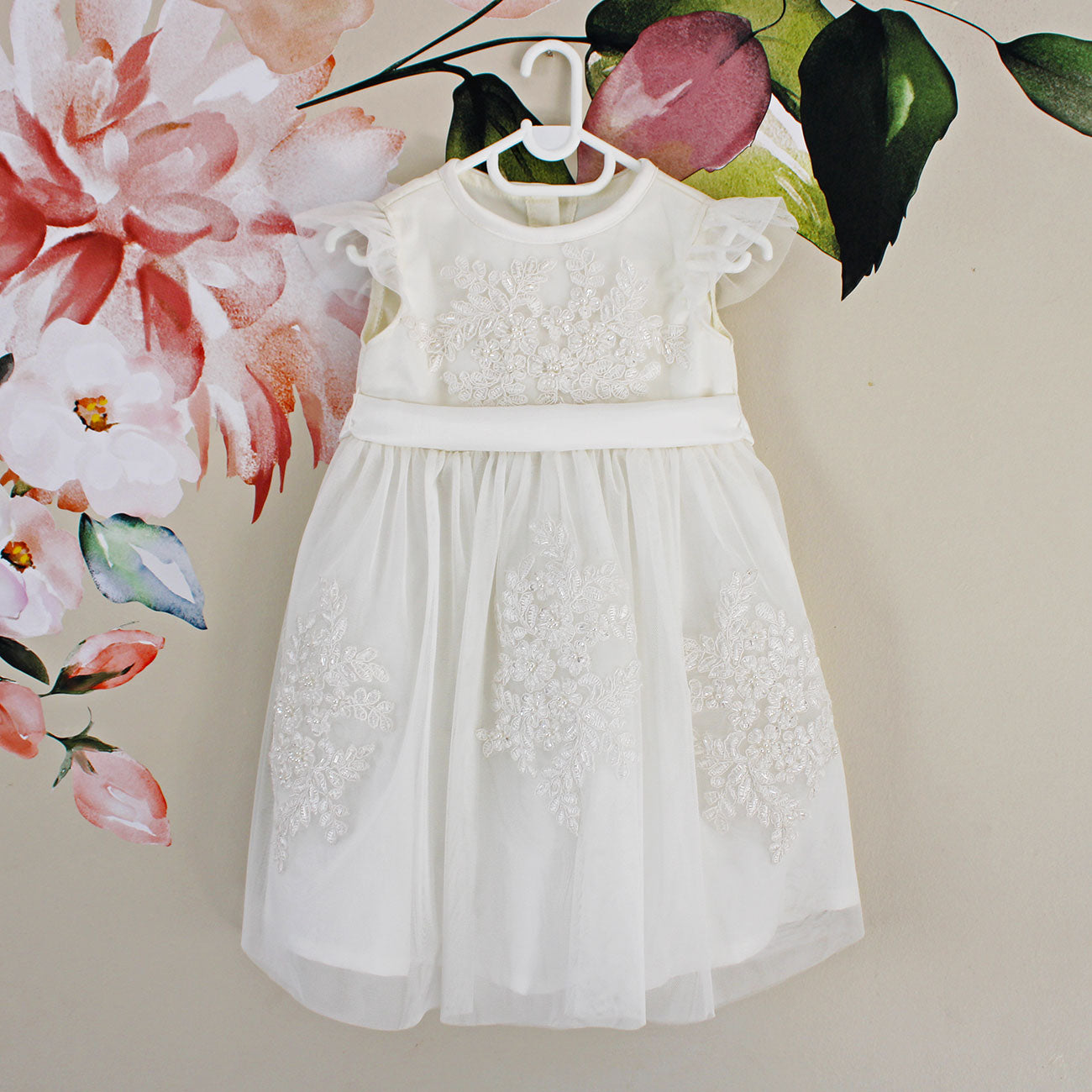 Gabriella off-white Christening Dress (includes matching headband)