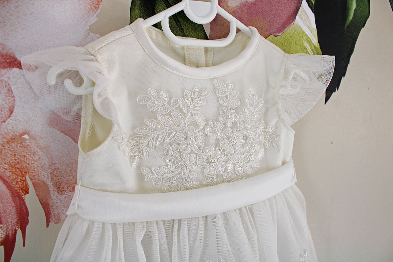 Gabriella off-white Christening Dress (includes matching headband)