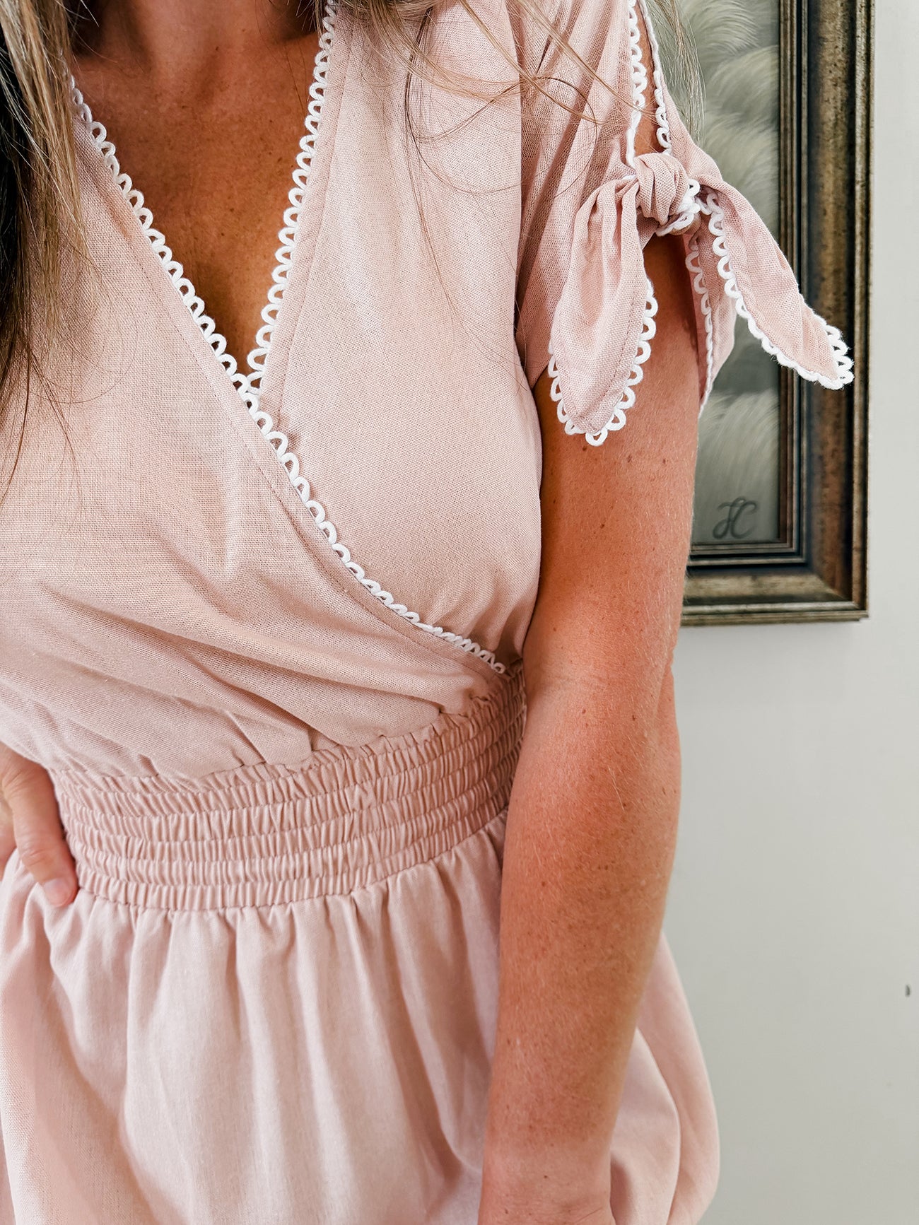 Womens Knotted Lace Short sleeve Maxi Tier Dress - The Pink Blessing