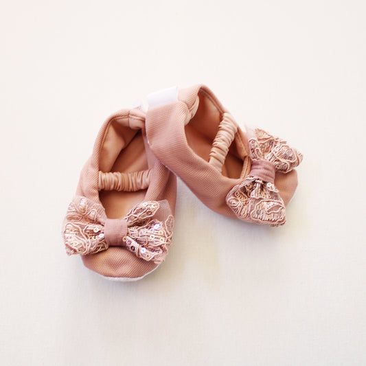 Soft Sole Shoes with bow - Dusty Pink