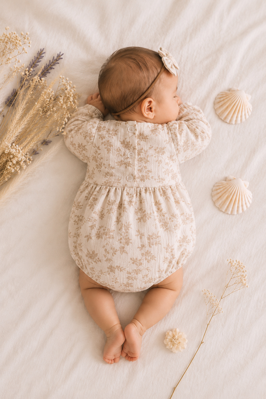 The Whispering Dune long sleeve Muslin Romper