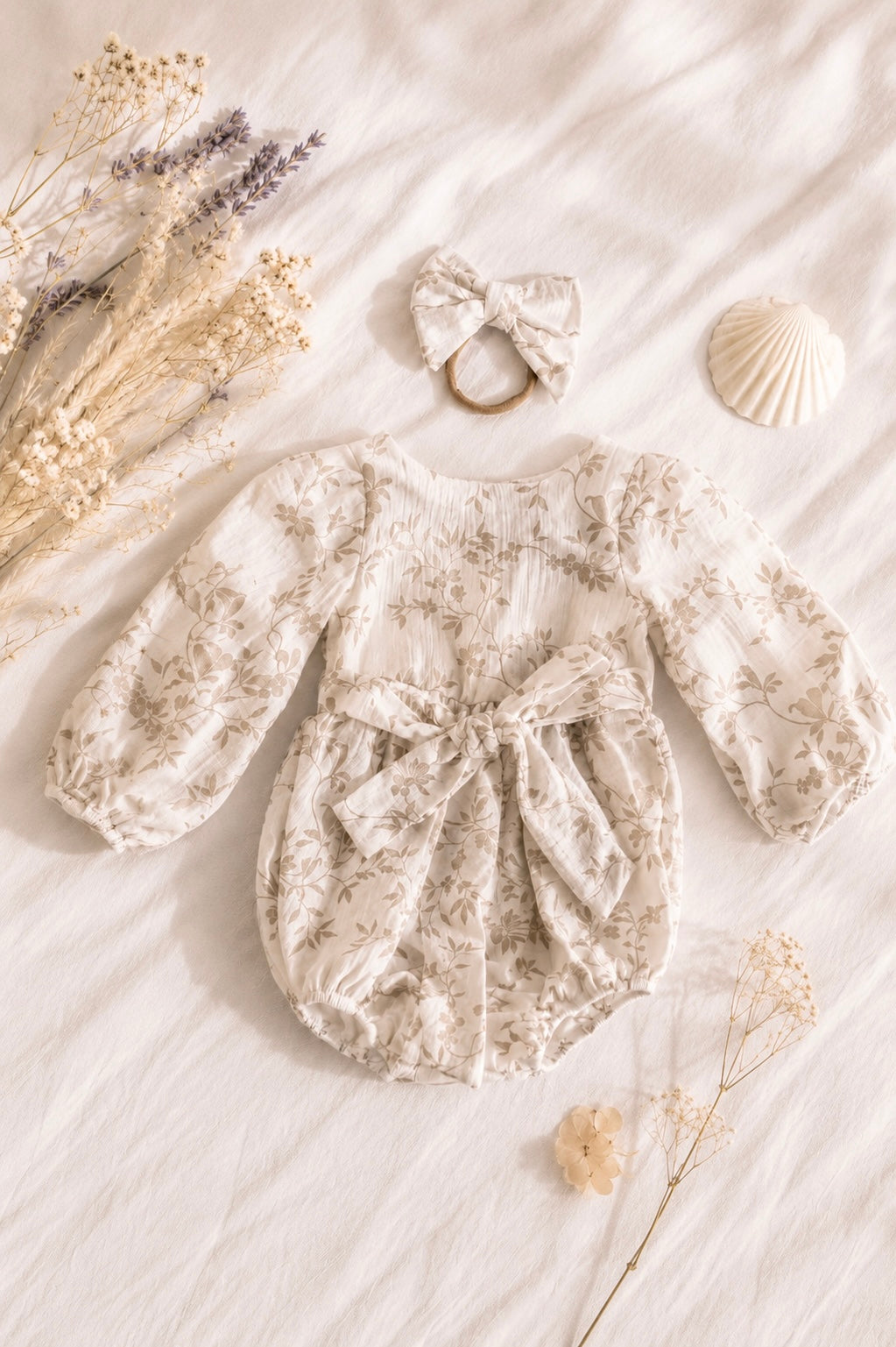 The Whispering Dune long sleeve Muslin Romper