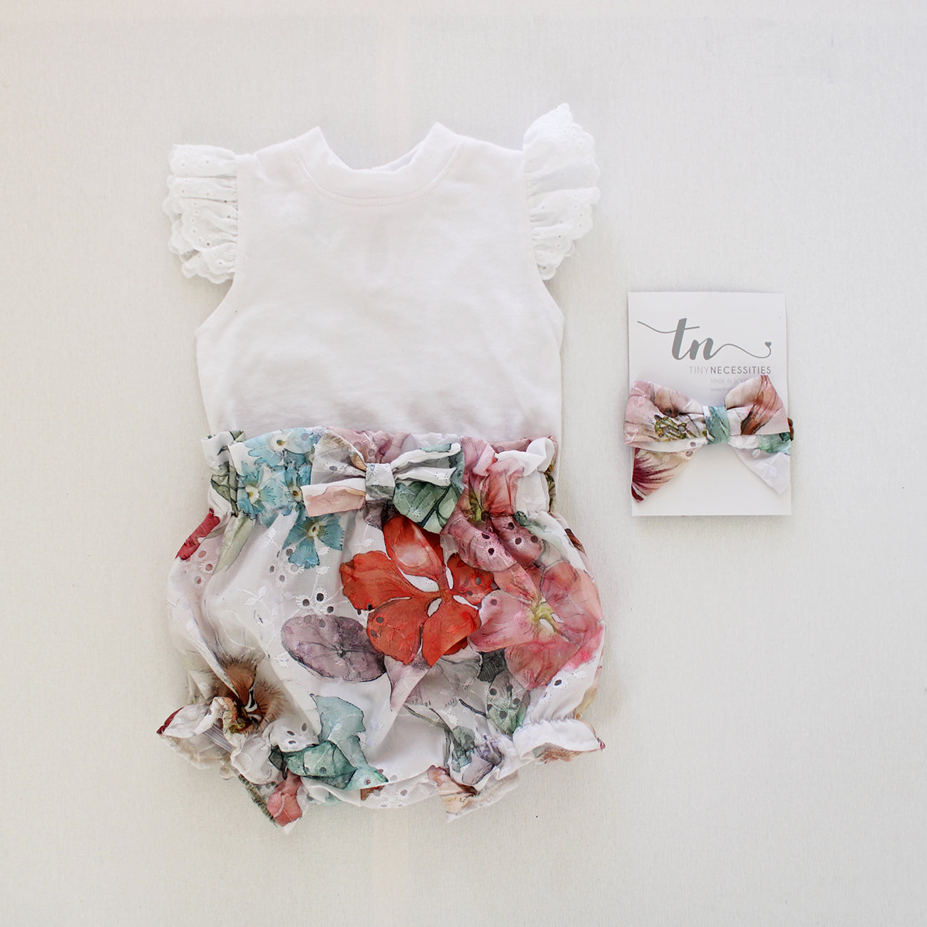 Anglaise Meadow at Dusk Frilly high waist Bloomer with bow (headband + onesie sold separately)