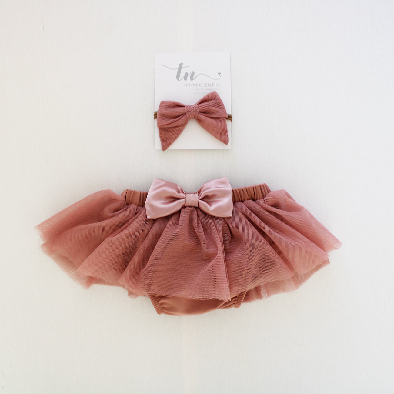 Tutu Bloomer with Satin Bow - Antique Rose (headband + onesie sold separately)
