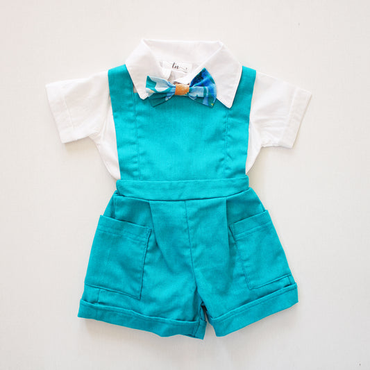 Aquamarine Dungaree (collared onesie + bow tie sold separately)
