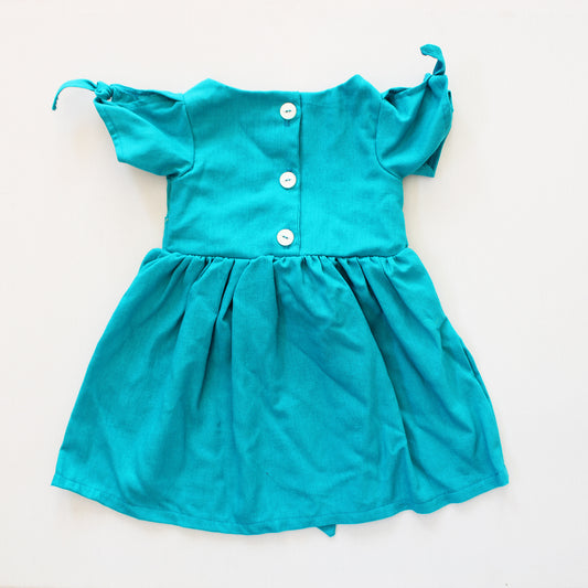 Knotted Sleeve Dress - Aquamarine (headband sold separately)