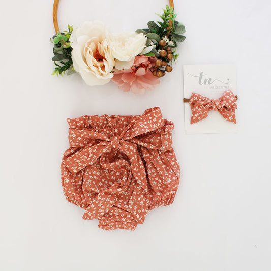 Ditsy Floral high waist Bloomer - Salmon Pink (headband sold separately)