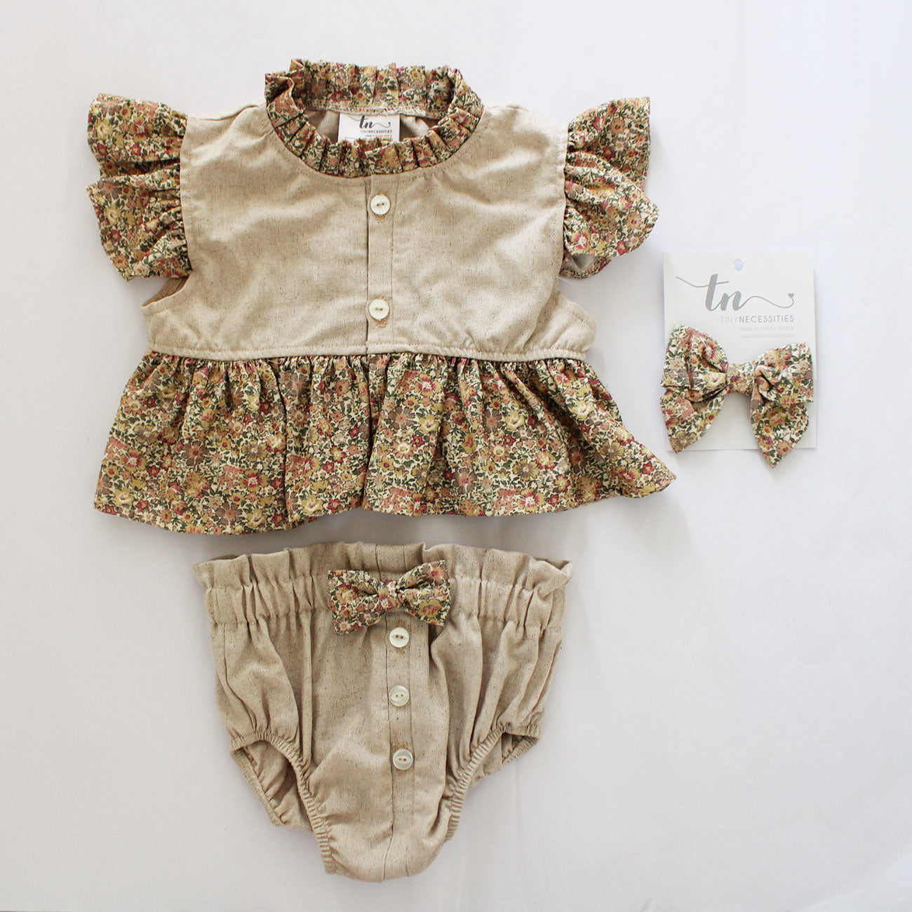Willow Set - Vintage Floral/Stone (includes top + bottom)