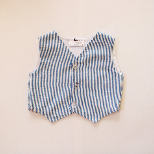 Waistcoat - Blue Stripes (onesie + shorts + bow tie sold separately)