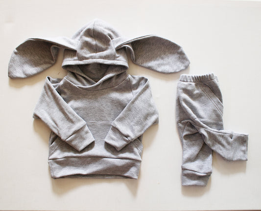 Hooded Bunny Set - Grey Melange