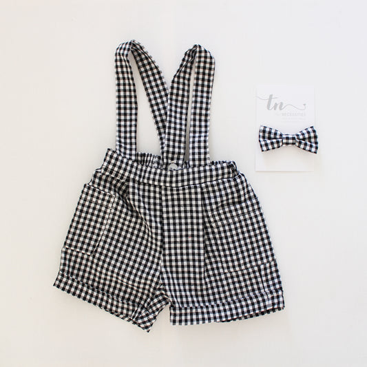 Black/White Checkmate Suspender shorts (bow tie sold separately)