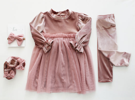 Curtsy Blush - Long Sleeve Dress (all accessories sold separately) limited edition