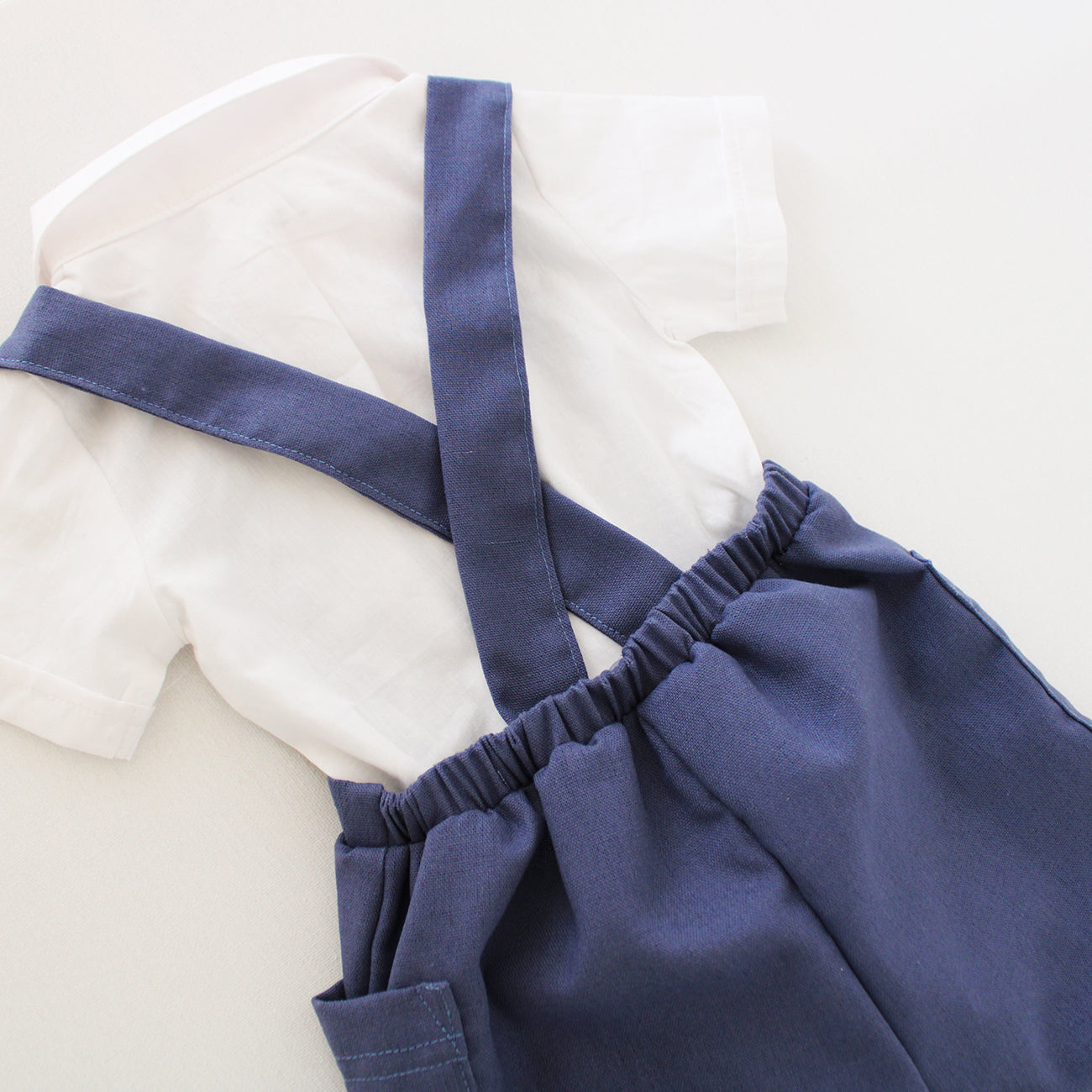 Deep Navy Suspender shorts (bow tie + onesie sold separately)