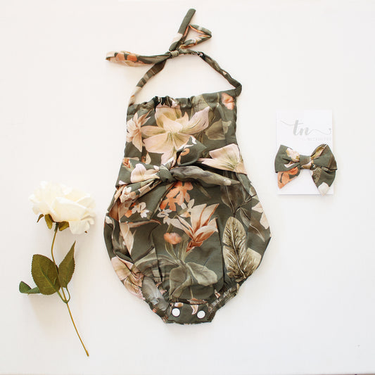 Halter-neck Romper - Forest Haven (headband sold separately)