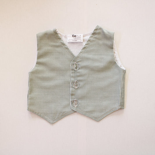 Waistcoat - Green Stripes (onesie + shorts + bow tie sold separately)