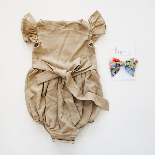 Harper Wheat Harvest Romper (headband sold separately)