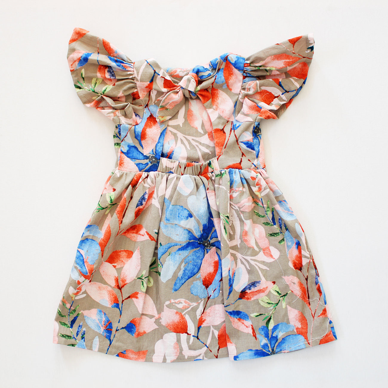 Open Back Frilly Dress - Wheat Harvest Floral (accessories sold separately)