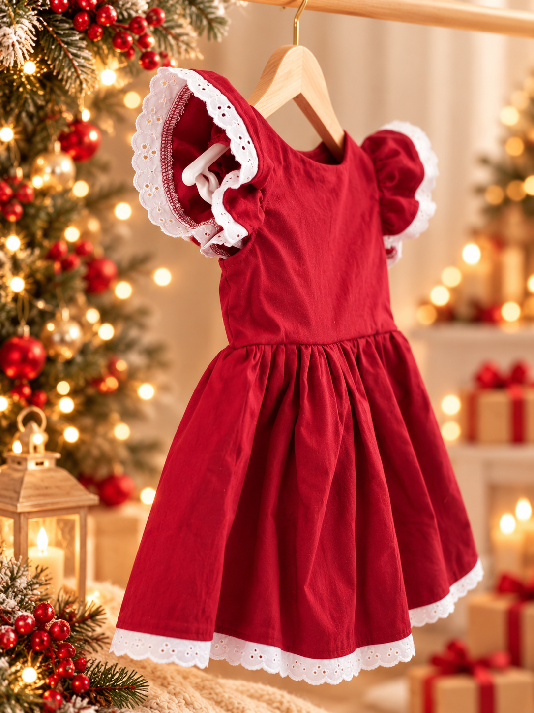 Mistletoe Open Back Frilly Dress - (headband sold separately)