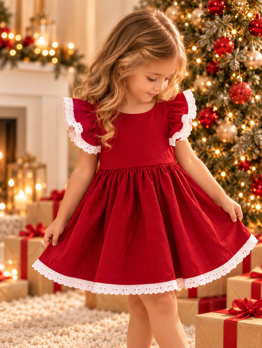 Mistletoe Open Back Frilly Dress - (headband sold separately)
