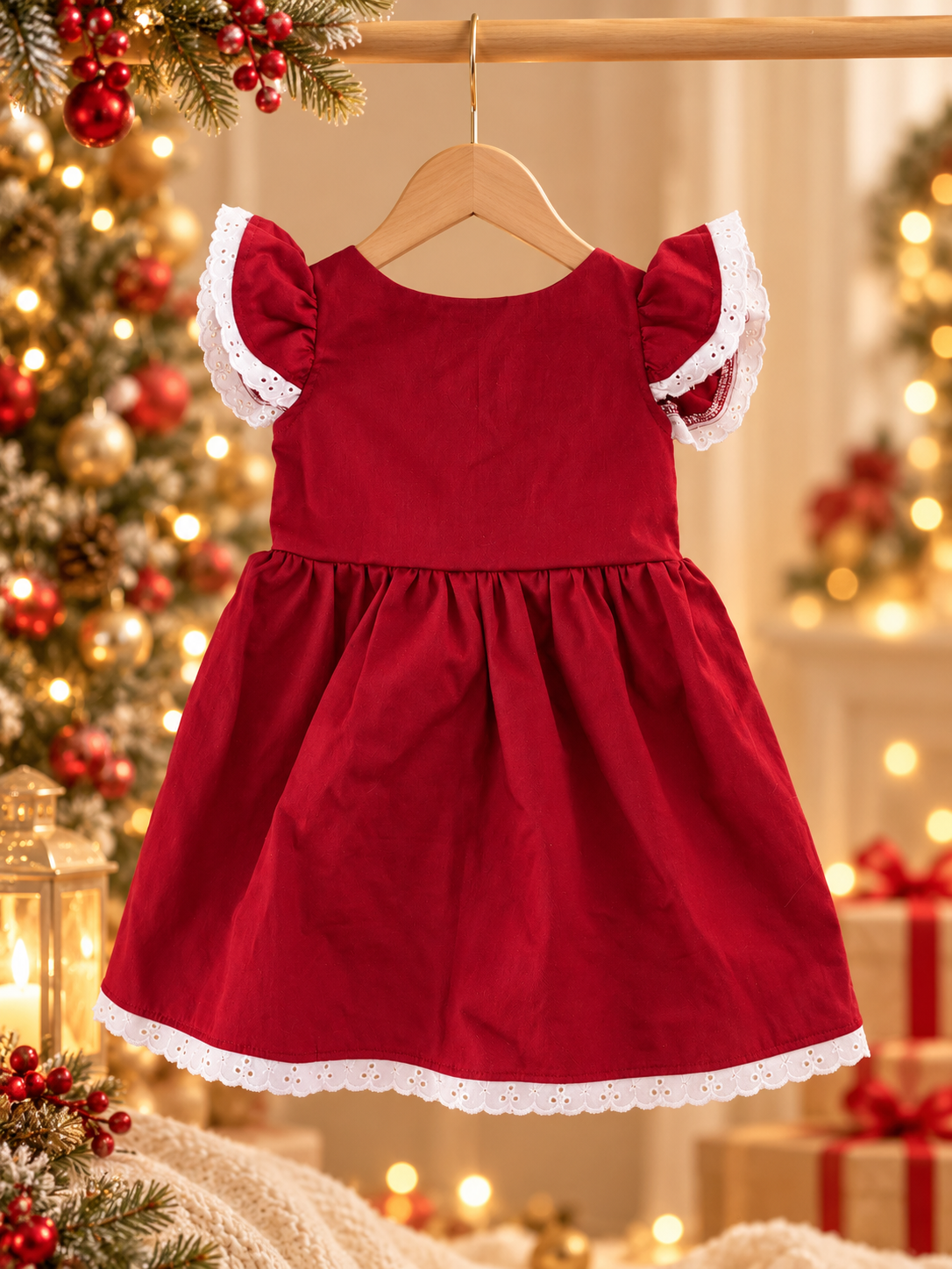 Mistletoe Open Back Frilly Dress - (headband sold separately)