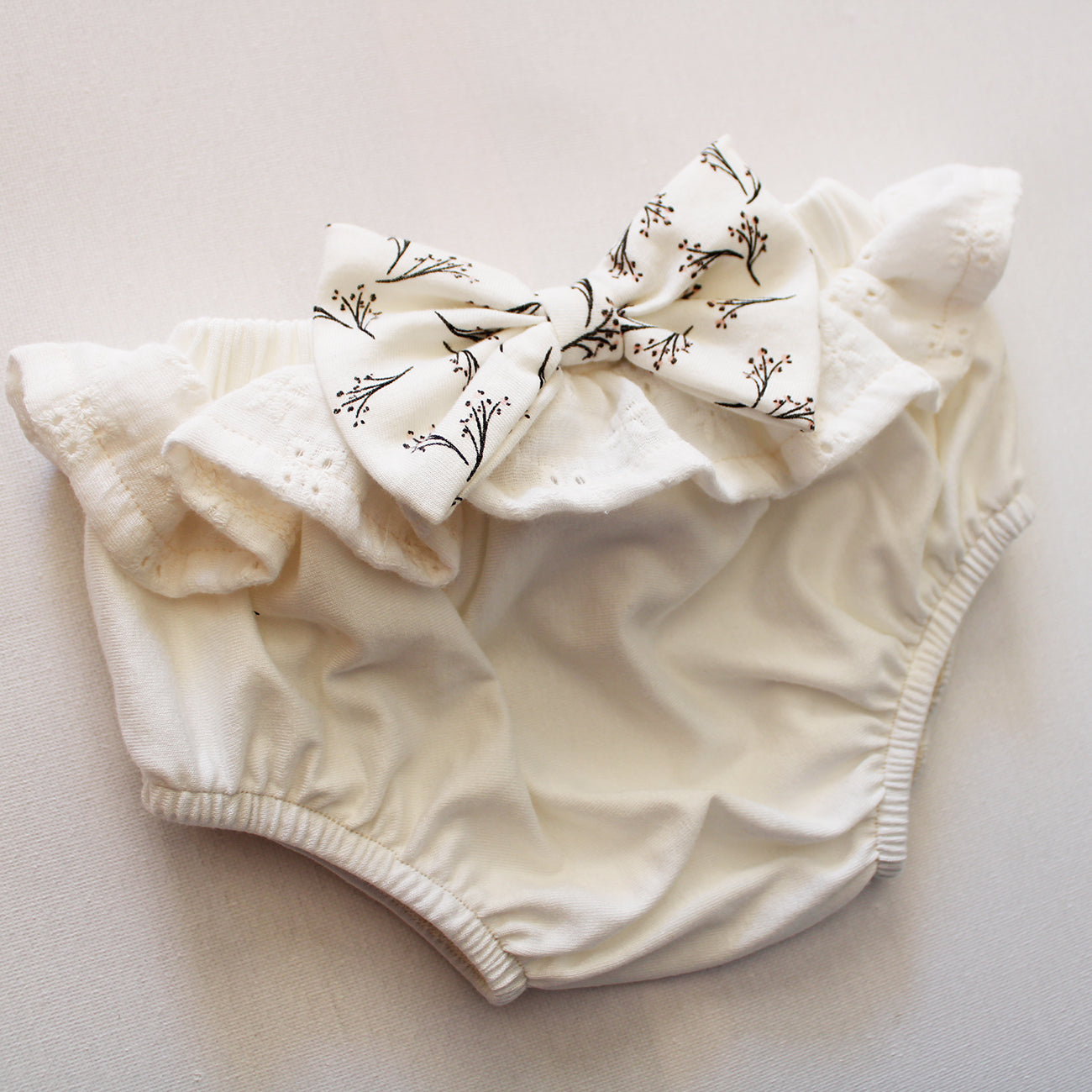 Frilly Bloomer with Headband - Cream Anglaise (sold as a set)