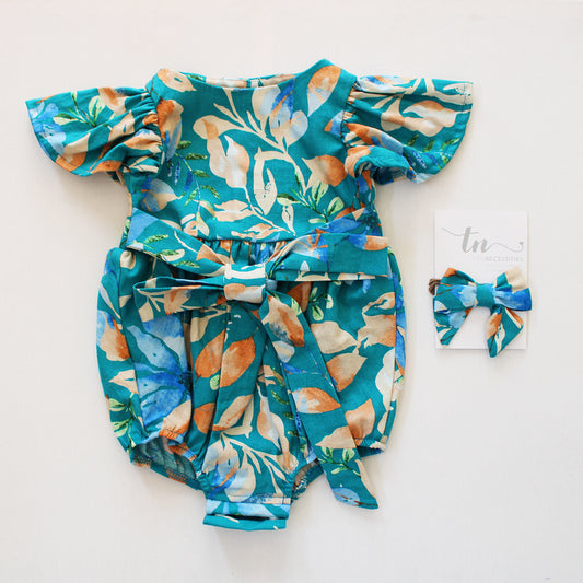 Magnolia Romper - Ocean Reef (headband sold separately) limited edition