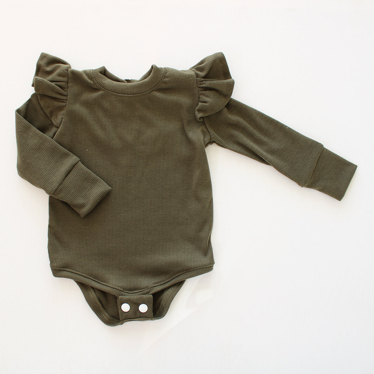 Frilly long sleeve Onesie - Olive Branch (accessories sold separately)