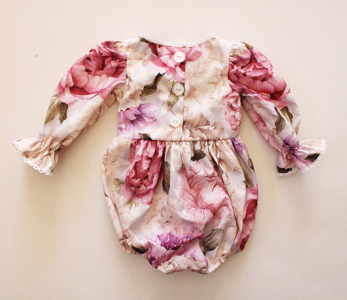 Peonies long sleeve Romper