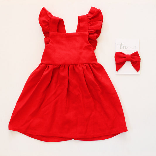 Forget me not Red Frilly Dress (headband sold separately)