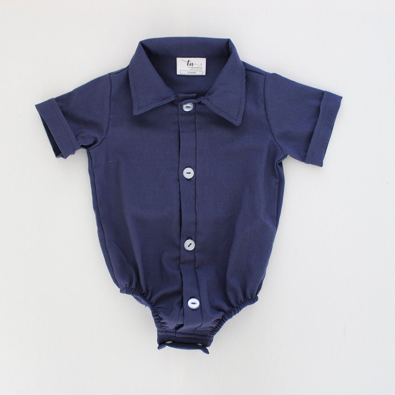 Deep Navy Collared Onesie - short sleeves