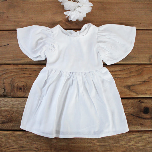 Magnolia Bell Sleeve Dress - White Linen