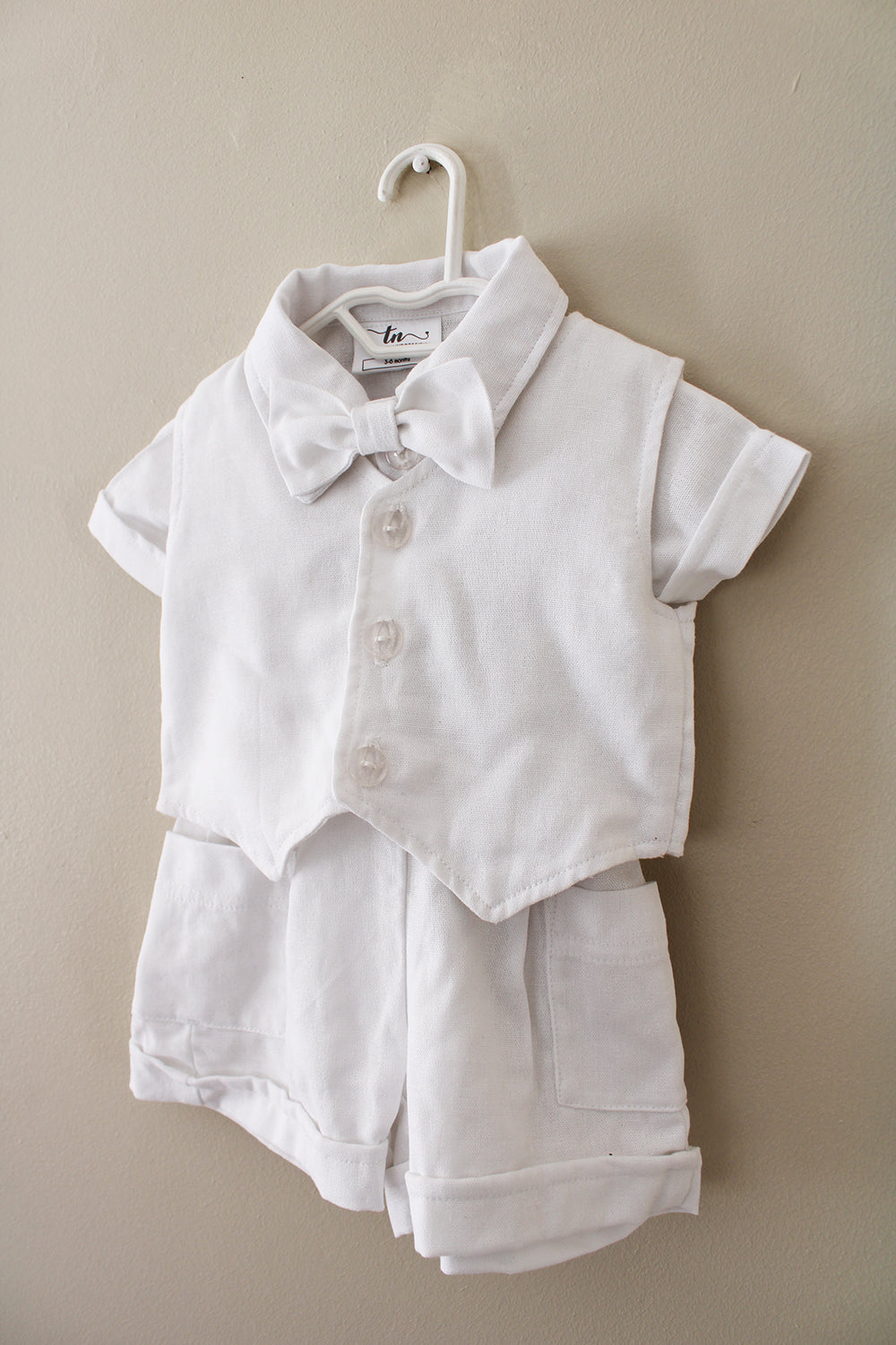 White Linen Bow Tie